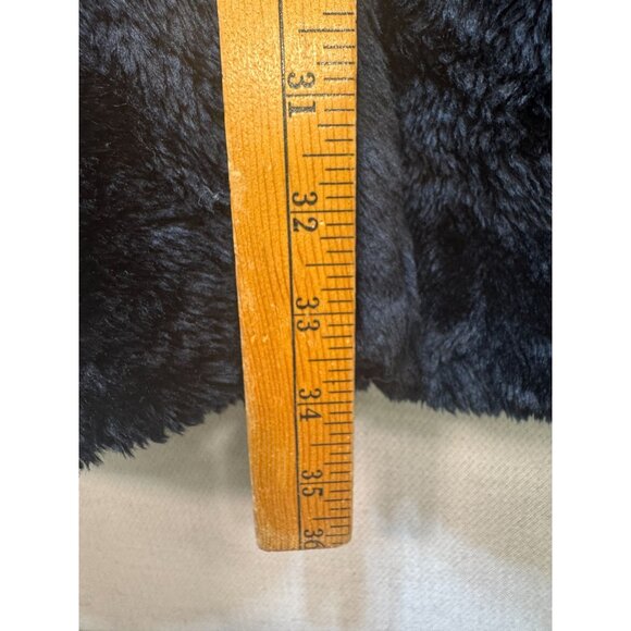 Blanc Noir Outerwear Women's Fur Coat Fox Fur Collar Cuffs Sz L Blue Y2K - Picture 10 of 14